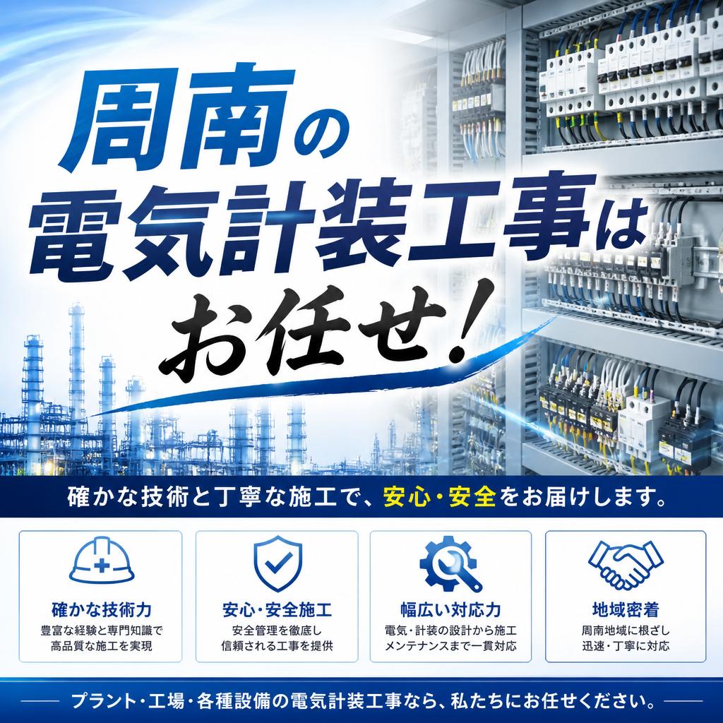 周南の電気計装工事はお任せ！